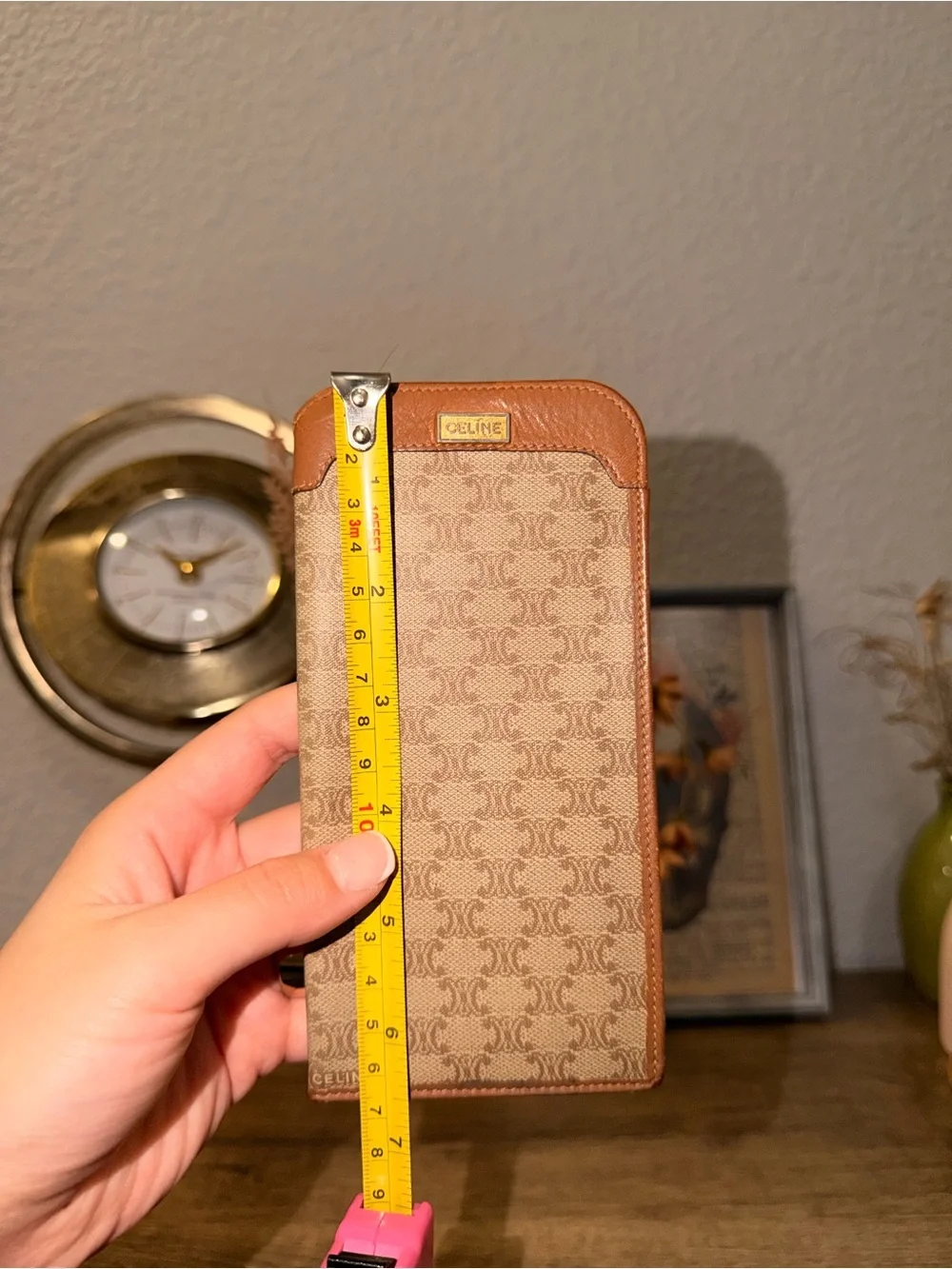 Vintage Celine Tan & Brown Macadam Soft Glasses Sleeve Case